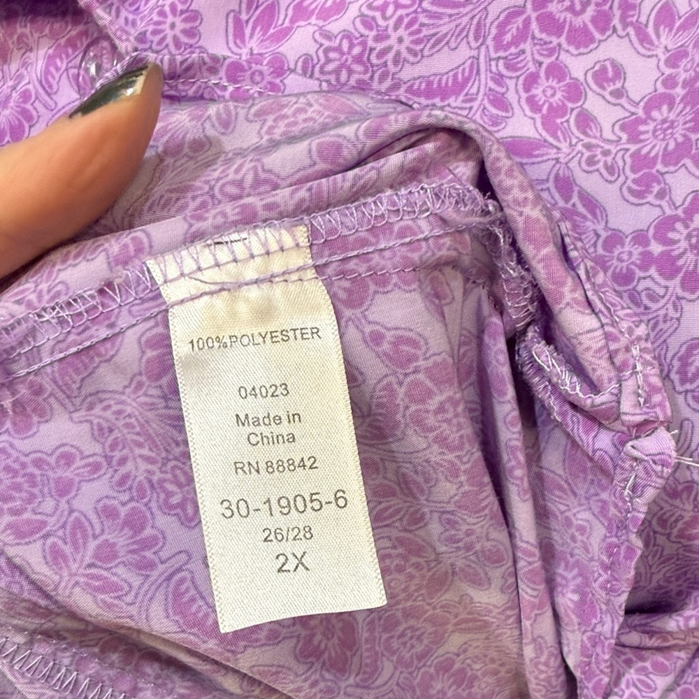 Woman Within Lavender Floral Button Down Shirt - Picture 8 of 8